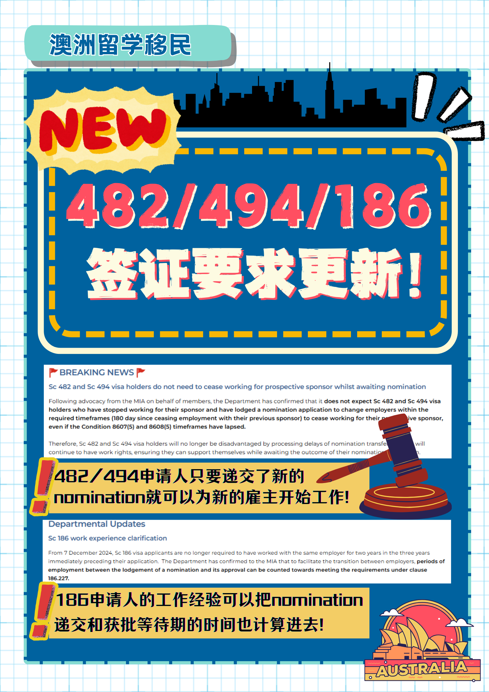 482/494/186申请人注意！签证要求有更新