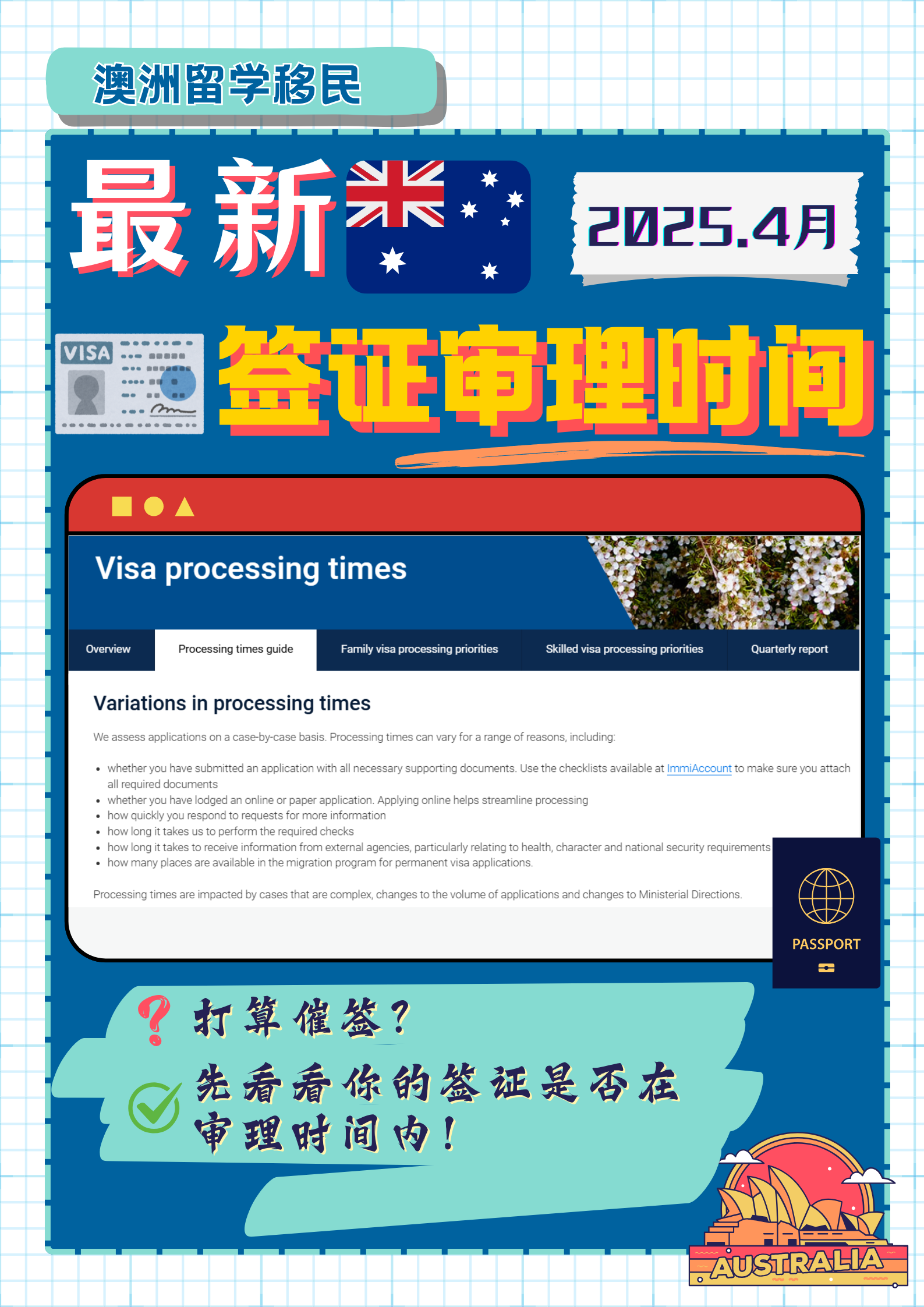 澳洲签证最新审理时间公布 | 2025年4月